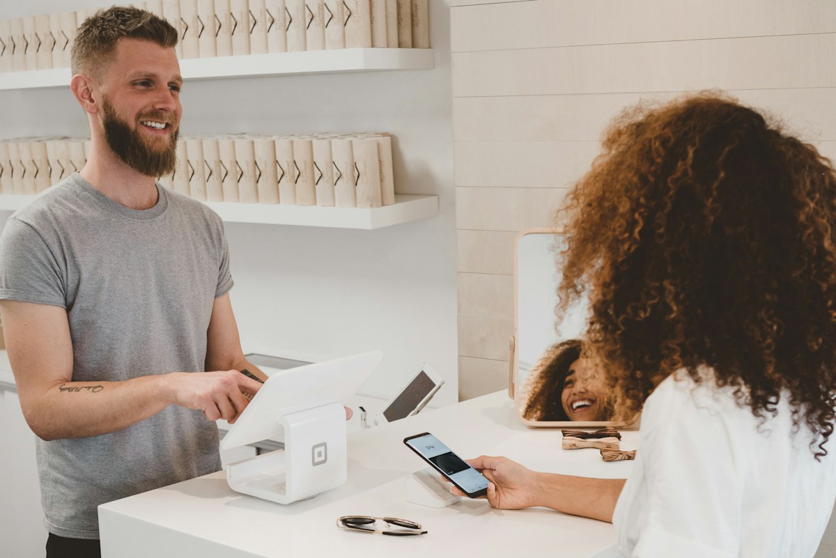 Illustrative retail transaction using a checkout terminal.